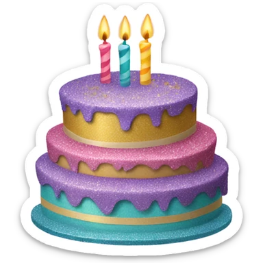 Glittery Birthday cake sticker
