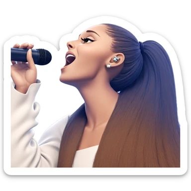 singing girl with long hair sticker