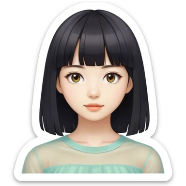 i was born in 1997. A 27 year old taiwanese girl now with see-through blunt bangs, hair is longer below shoulder level. An INFJ with slight smile and hidden double eyelid.  sticker