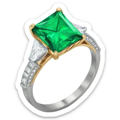 Emerald engagement ring princess cut sticker