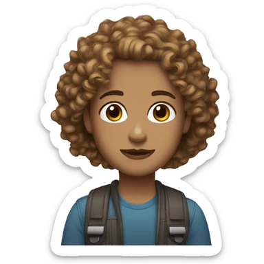 Realistic bitmoji with curly light brown hair and grey eyes sticker