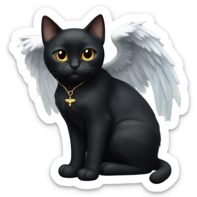 Black cat with angel wings sticker