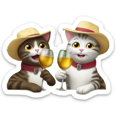 two cats drinking wine on vacation in tuscany sticker