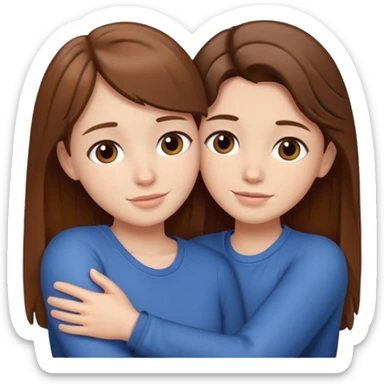 Dos amigas con pelo marrón abrazandose sticker