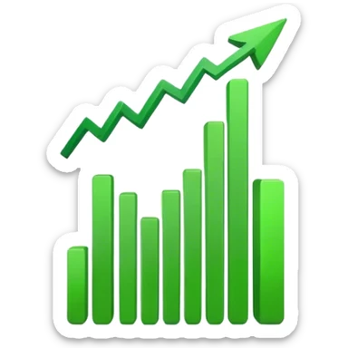 rising green graph that indicates a great impact without an emoji face sticker