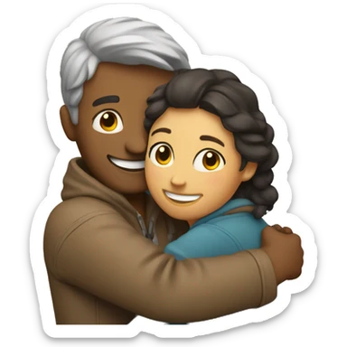 couple hug with warm smiles sticker