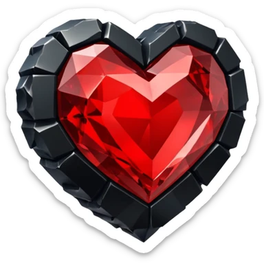 Crystals black and red heart 3D  sticker