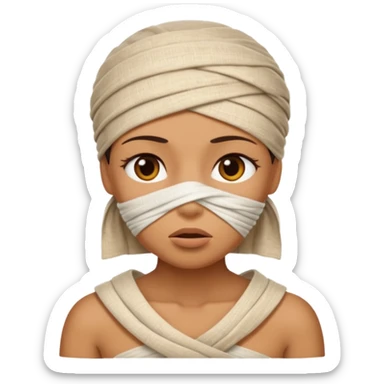 The mummy girl with her mouth closed sticker