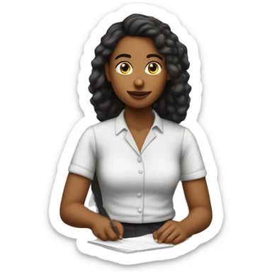 student doing her history project but she's not on task sticker