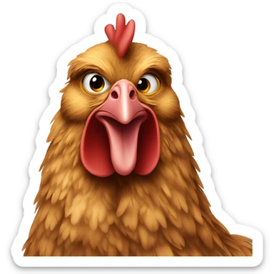 chicken with brown long hair and eyes like this 🥹 sticker