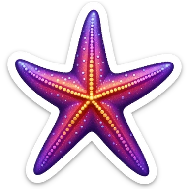 color gradient between red and purple glitter starfish sticker