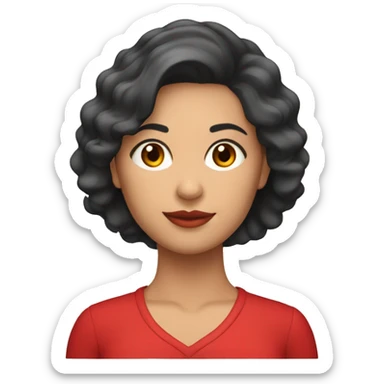 Mujer morena de cabello rojo con camisa roja sticker