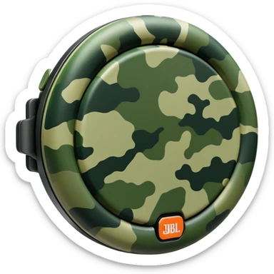 Abstract JBL Clip 4 keeping the signature round shape with clip, basic green camouflage design, iOS emoji style sticker