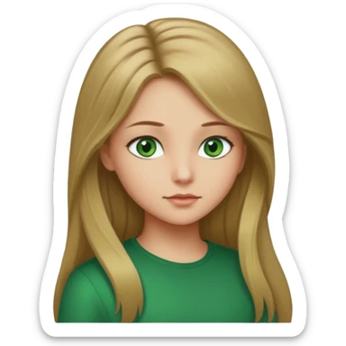 Girl profile picture with long dark blonde hair and green eyes  sticker