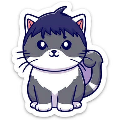 cat with a wig on sticker