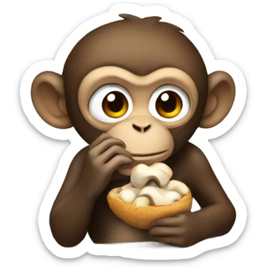 Monkey eating mushrooms  sticker