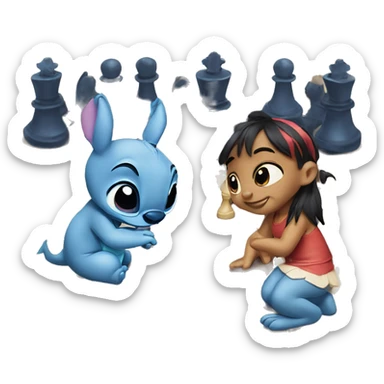 Lilo & Stitch are playing chess sticker