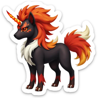 Shiny Exotic Gothic Rapidash-Houndoom-Arcanine-Pokémon-Fakémon-hybrid-creature sticker