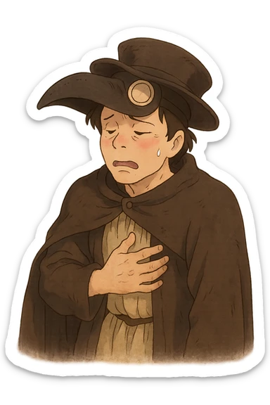 a plague victim from the 1600s feeling sick sticker
