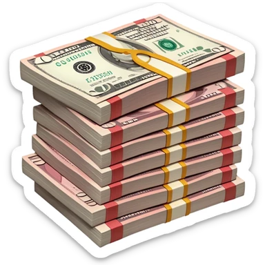 red stack of dollars sticker