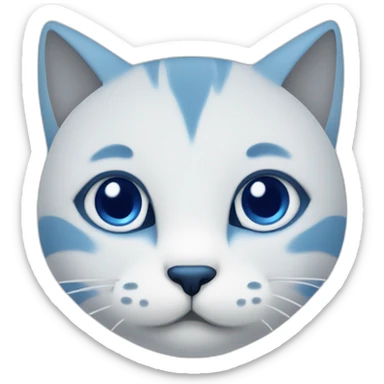 Blue simplistic sketch of a cute cat face sticker