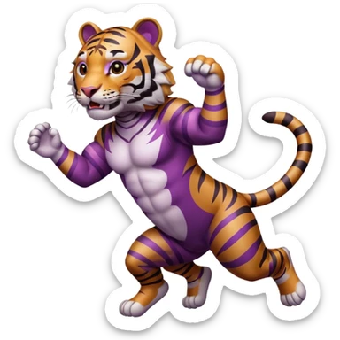 purple with burgundy stripes jumping tiger sticker