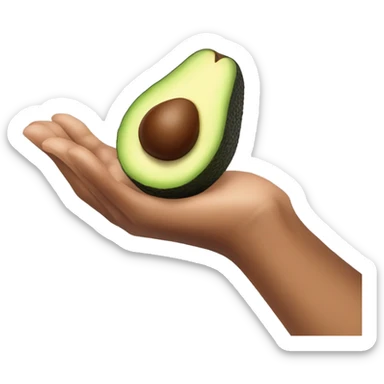 A half cut avocado in hand sticker