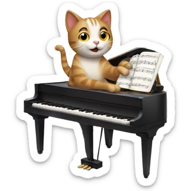 Cat playing piano sticker