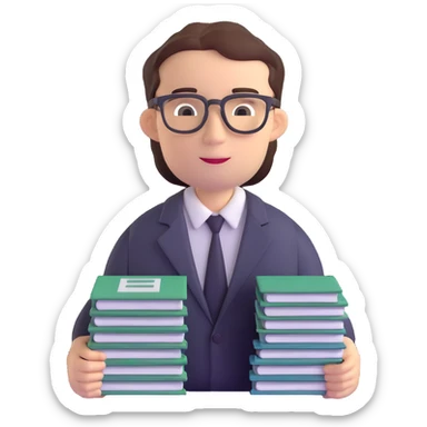 accountant with glasses and stack of papers sticker