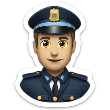 Emanuel Macron in policeman sticker