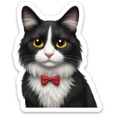 long hair tuxedo cat sticker