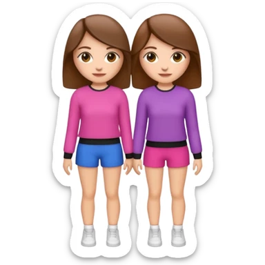 👯‍♀️ generate this emoji, as two white girls, bffs, the same pose but maybe the outfit cuter. we are models. both with brown hair sticker