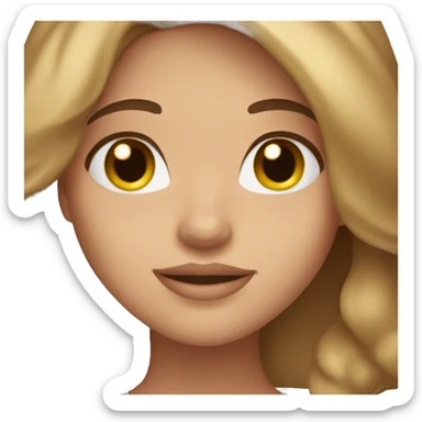 Girl with brown hair with blond highlights and brown eyes. Doing skincare  sticker