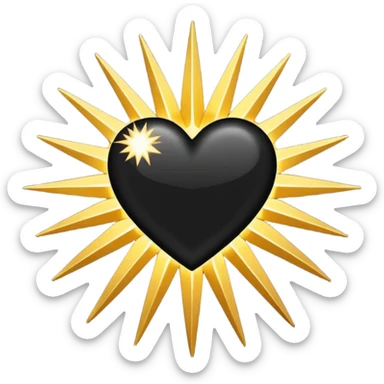 black heart with a starburst sticker