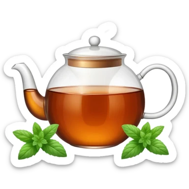 Brown tea with mint leaves sticker