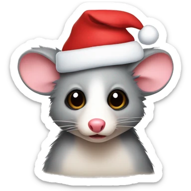 Possum with a Santa hat sticker