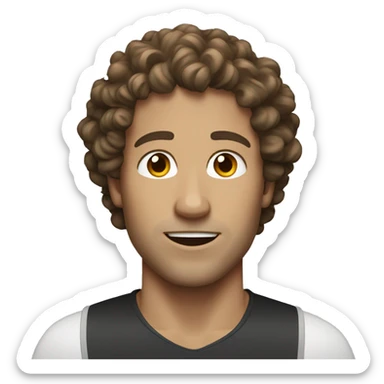 brown curly hair white man running sticker