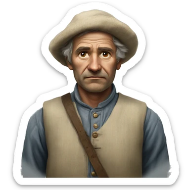 peasant in an old shirt during the 1917 revolution in russia photorealistic serious sticker
