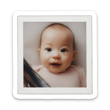 baby montage in Polaroid frame sticker