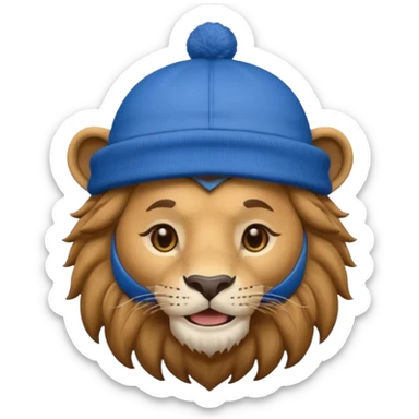lion with blue hat and jersey sticker