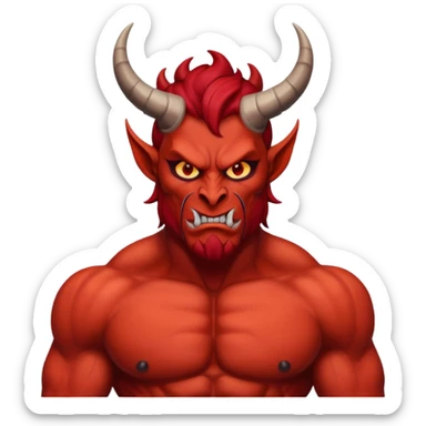 satan head and torso with arms down sticker