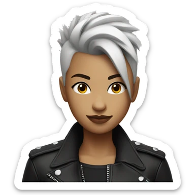 monochrome girl with black Mohawk in leather jacket  sticker