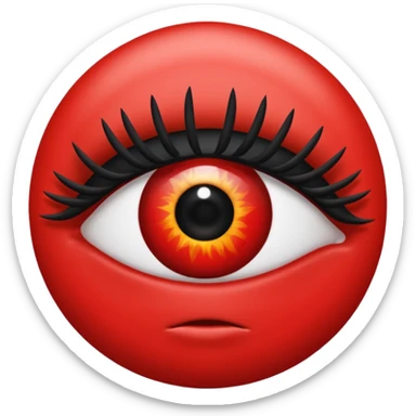 Quiero que mi emoji sea en ojo  👁 que sea de color negro total mete pero que el margen sea rojo con pestañas sticker
