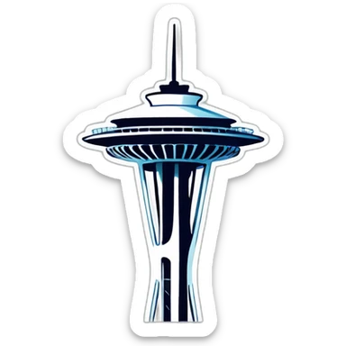 Seattle Space Needle tower 🗼, clean lines, minimalistic, distinctive, silhouette. iOS emoji style. sticker