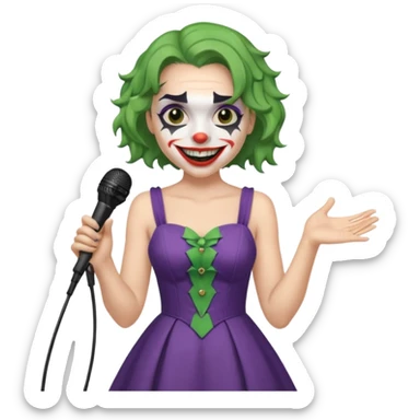 joker with dress, microphone, singing sticker