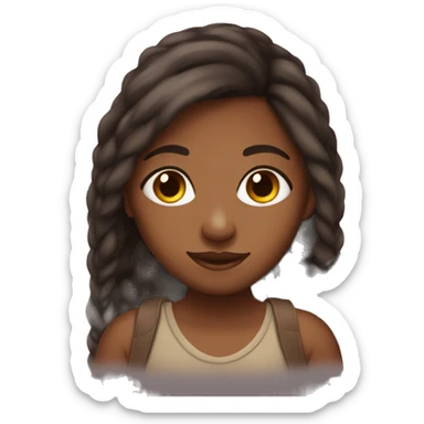 Cozy Brown skin girl with long back hair sticker
