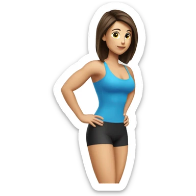 Woman glute muscles, fit Caucasian woman, brunette sticker