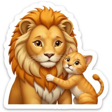 Animal Gato acariciando las orejas de un leon sticker