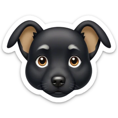 Black dog with white dot on nose and ears up sticker