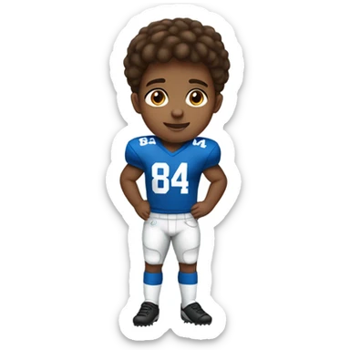 Brown haired boy with football jersey #84 sticker